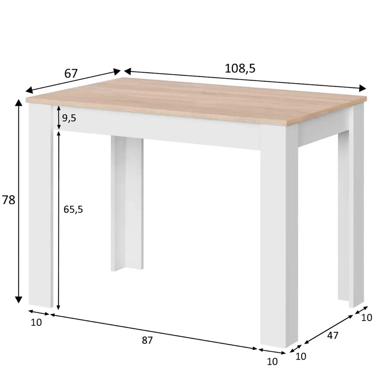 Tavolo da Pranzo 4 Posti Fisso Stile Nordico Moderno Minimal Tavolino per Cucina Sala da Pranzo Soggiorno Zona Living 108.5 x 67 x 78 Cm