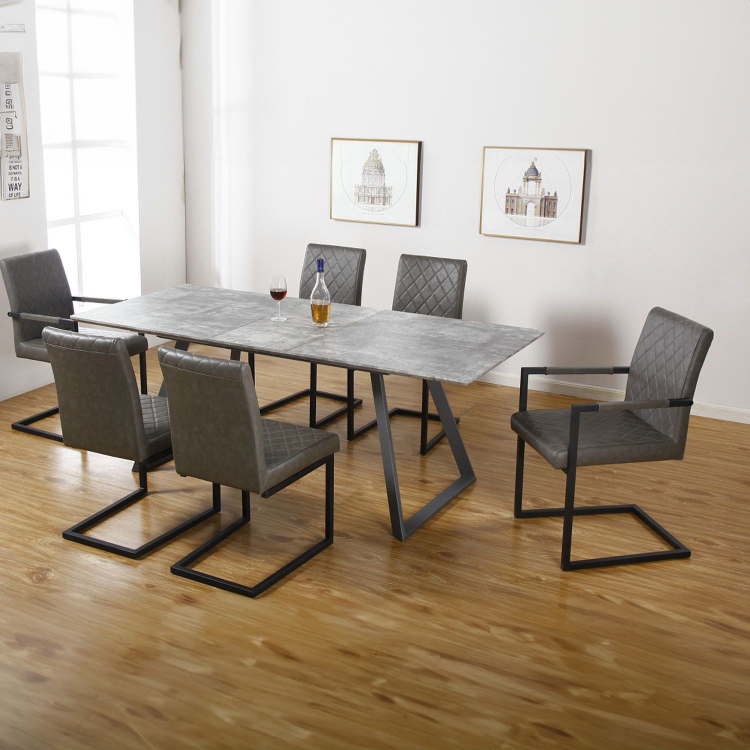 Tavolo In Legno La Rioja Allungabile Fino A 2 Metri, Tavolo 8 Posti Salvaspazio Multiposizione, Design Moderno Elegante Gambe In Metallo Consolle Casa Ufficio - Grigio cemento