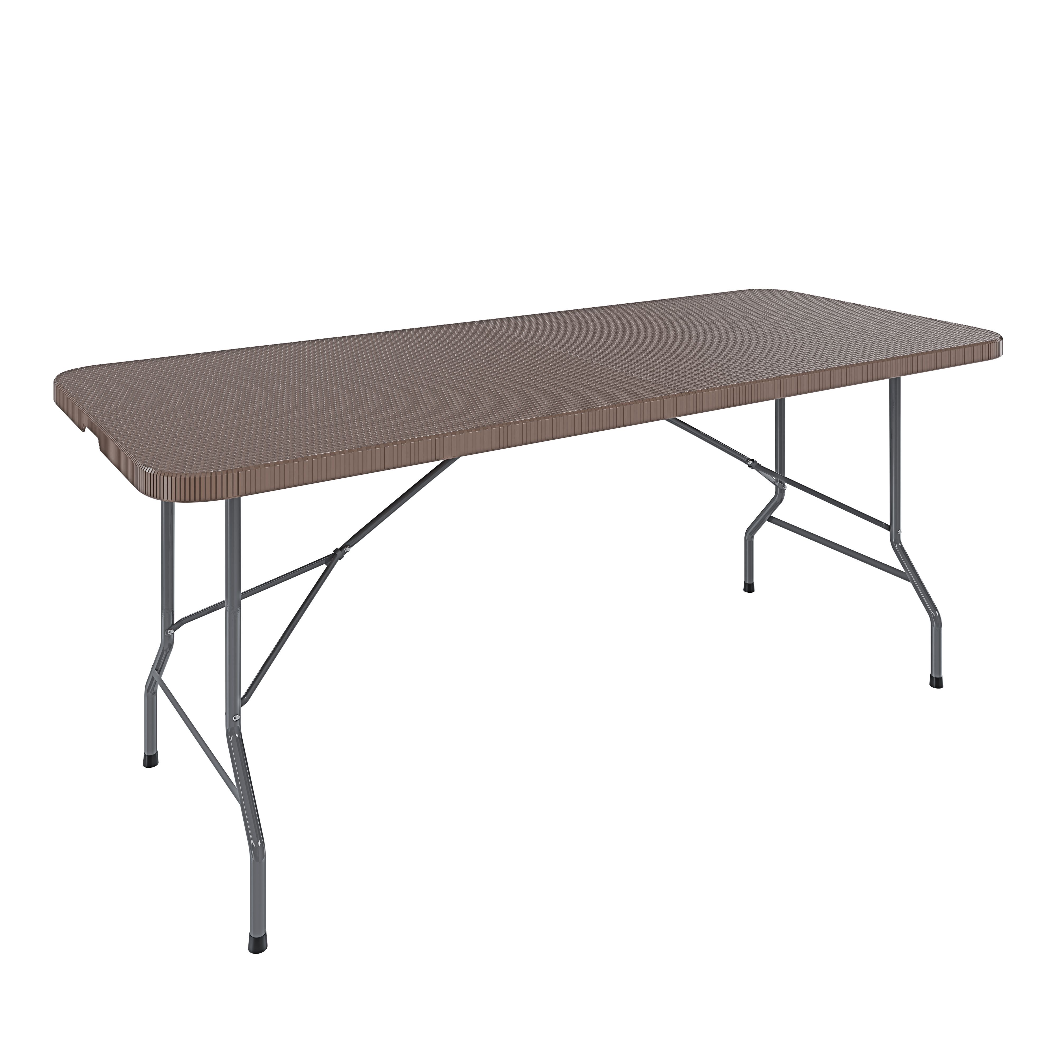 Tavolo Tavolino Pieghevole Resina Dura Birreria Facile Trasporto Maniglia Ideale Terrazzo Campeggio Giardino Fiere Rettangolare Effetto Rattan