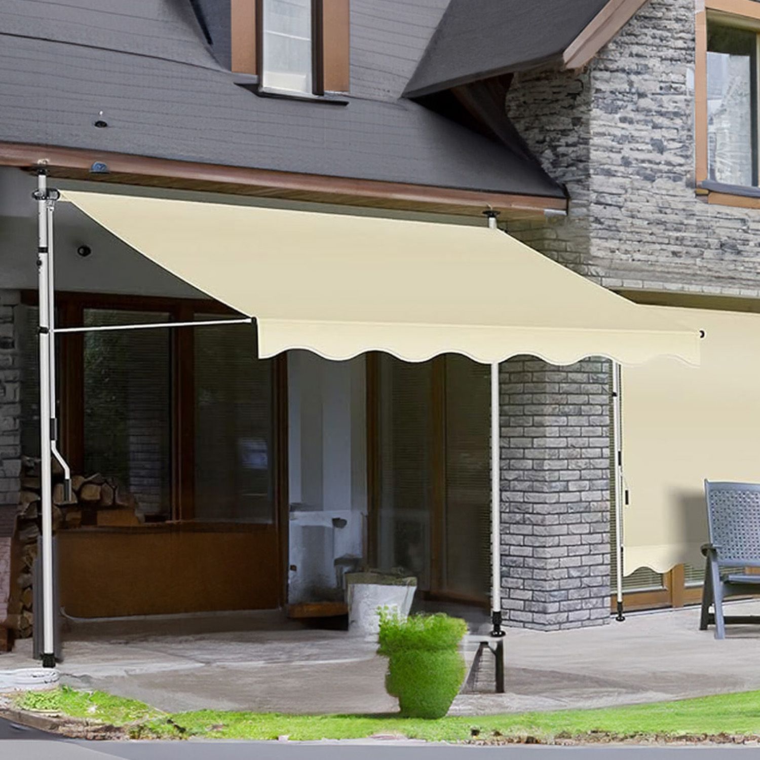 Tenda Da Sole A Morsetto Con Manovella Telo Regolabile Impermeabile Avvolgibile A Bracci Per Balcone Terrazzo Parasole Resistente Ai Raggi UV Telaio Telescopico Senza Foratura