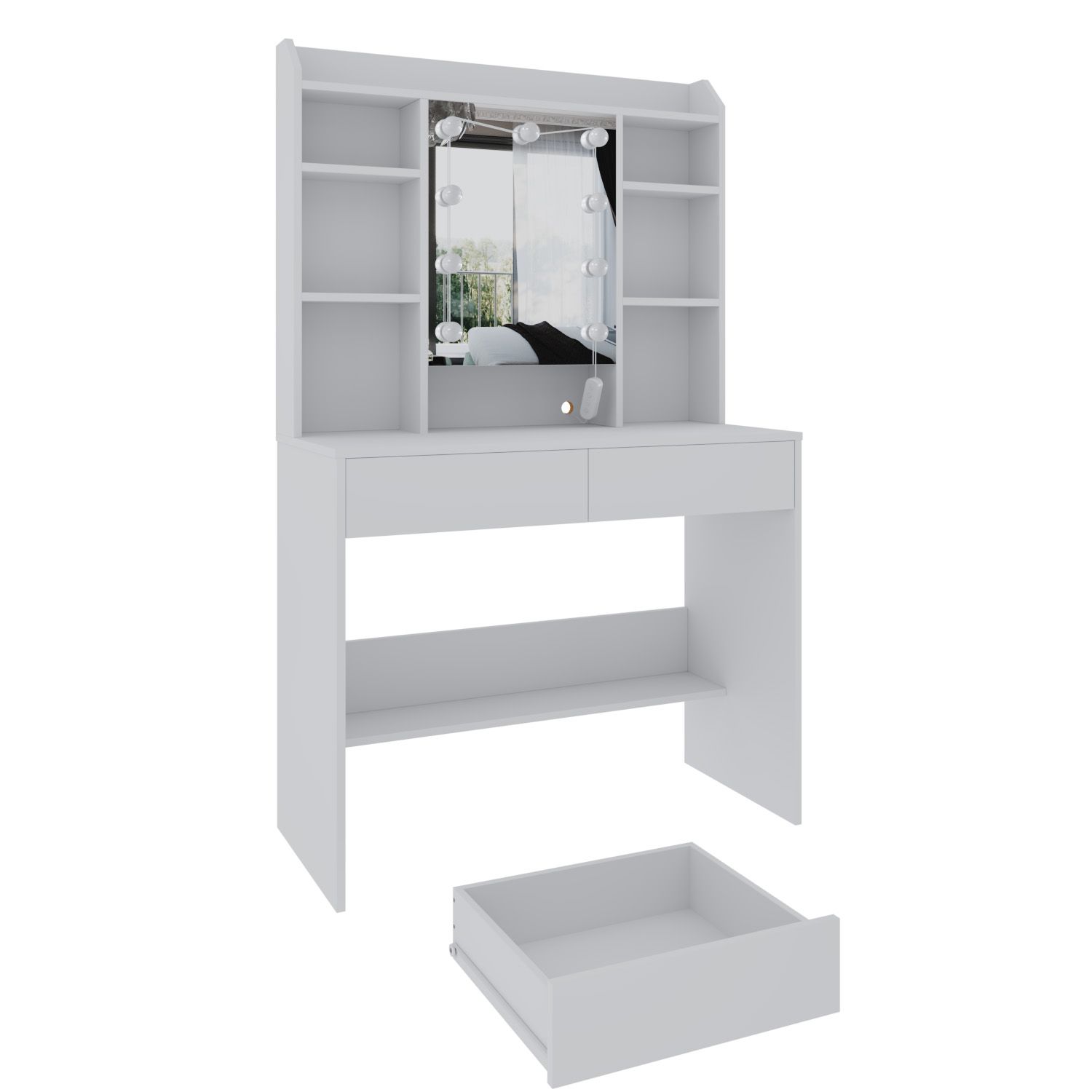 Toeletta Tavolino Da Trucco Tavolo Con Luci LED Con Luminosità Regolabile Specchio Orizzontale Postazione Make Up