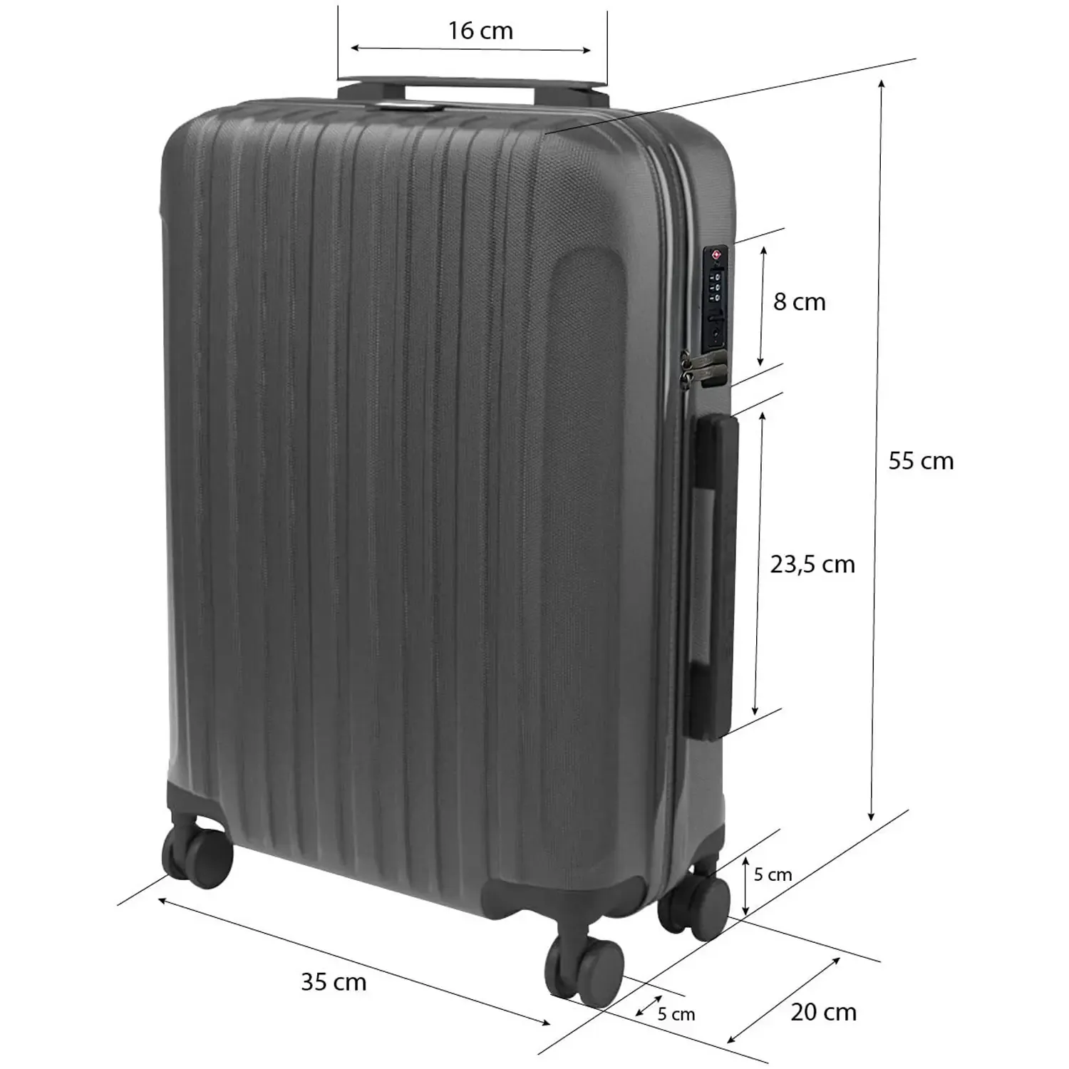 TROLLEY SAMMY "TRAVELZONE" BLACK - RIGIDO CON 4 RUOTE IN ABS POLICARBONATO ANTIGRAFFIO RIGIDO IMPERMEABILE