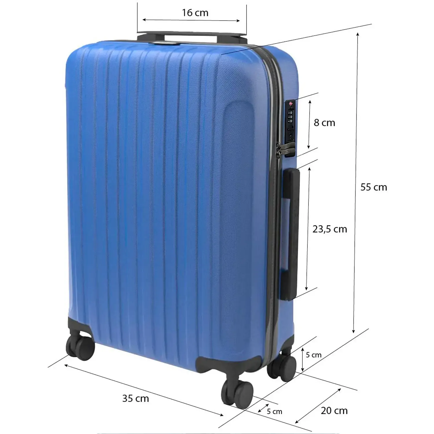 TROLLEY SAMMY "TRAVELZONE" BLU - RIGIDO CON 4 RUOTE IN ABS POLICARBONATO ANTIGRAFFIO RIGIDO IMPERMEABILE