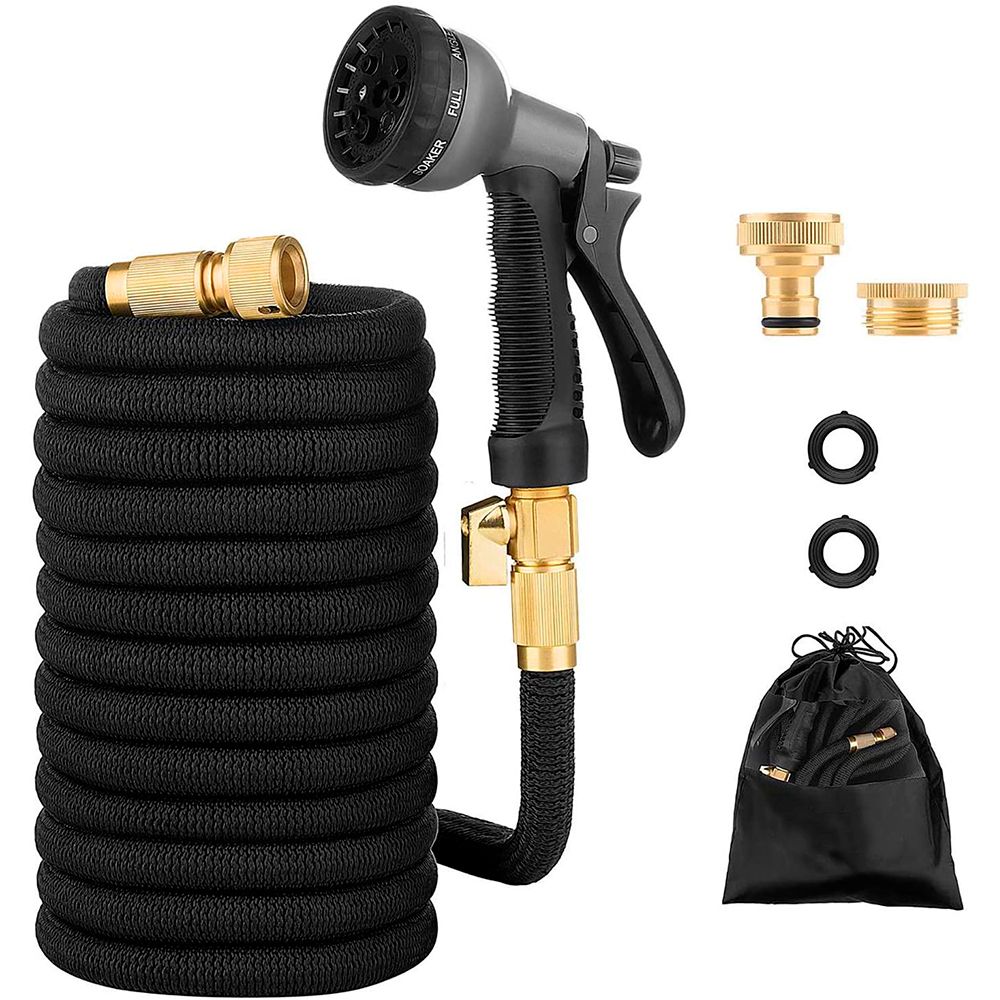 Tubo Giardino Estensibile Raccordi Massiccio Flessibile Per Acqua Valvola Arresto Multifuzione Funzioni Autolavaggio Esterno Giardino