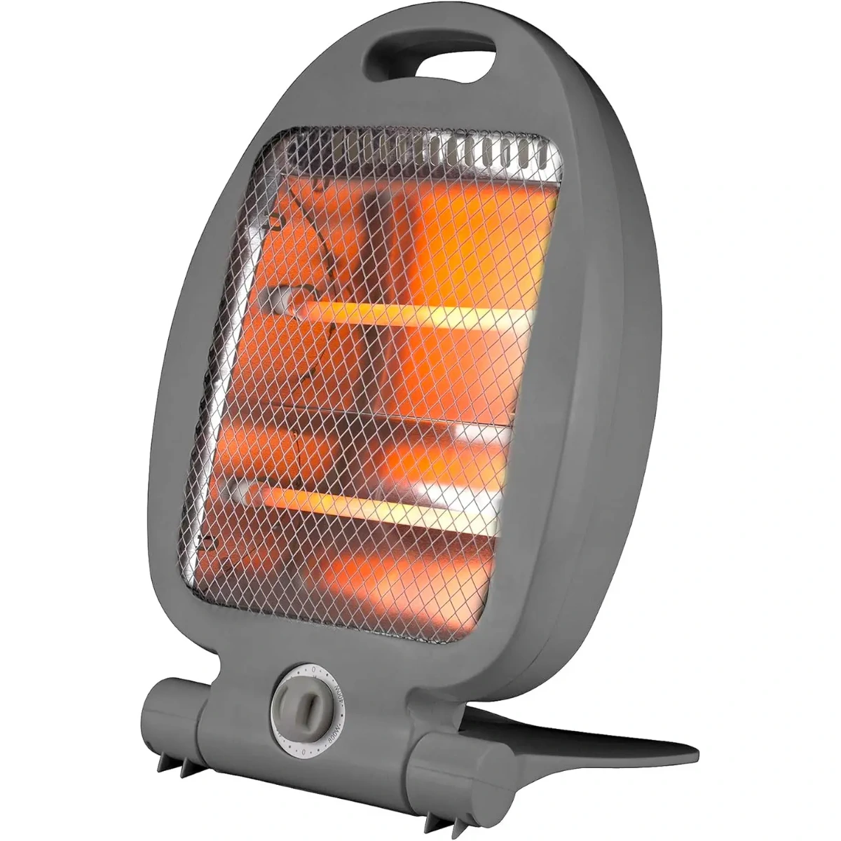 Stufa Al Quarzo 2 Livelli di Potenza Tubi Al Quarzo da 400 W Materiale Autoestinguente Sistema Anti Ribaltamento Base Ripiegabile Maniglia Portatile Piccoli Ambienti 24 &times; 15.5 x 36.5 cm Grigio