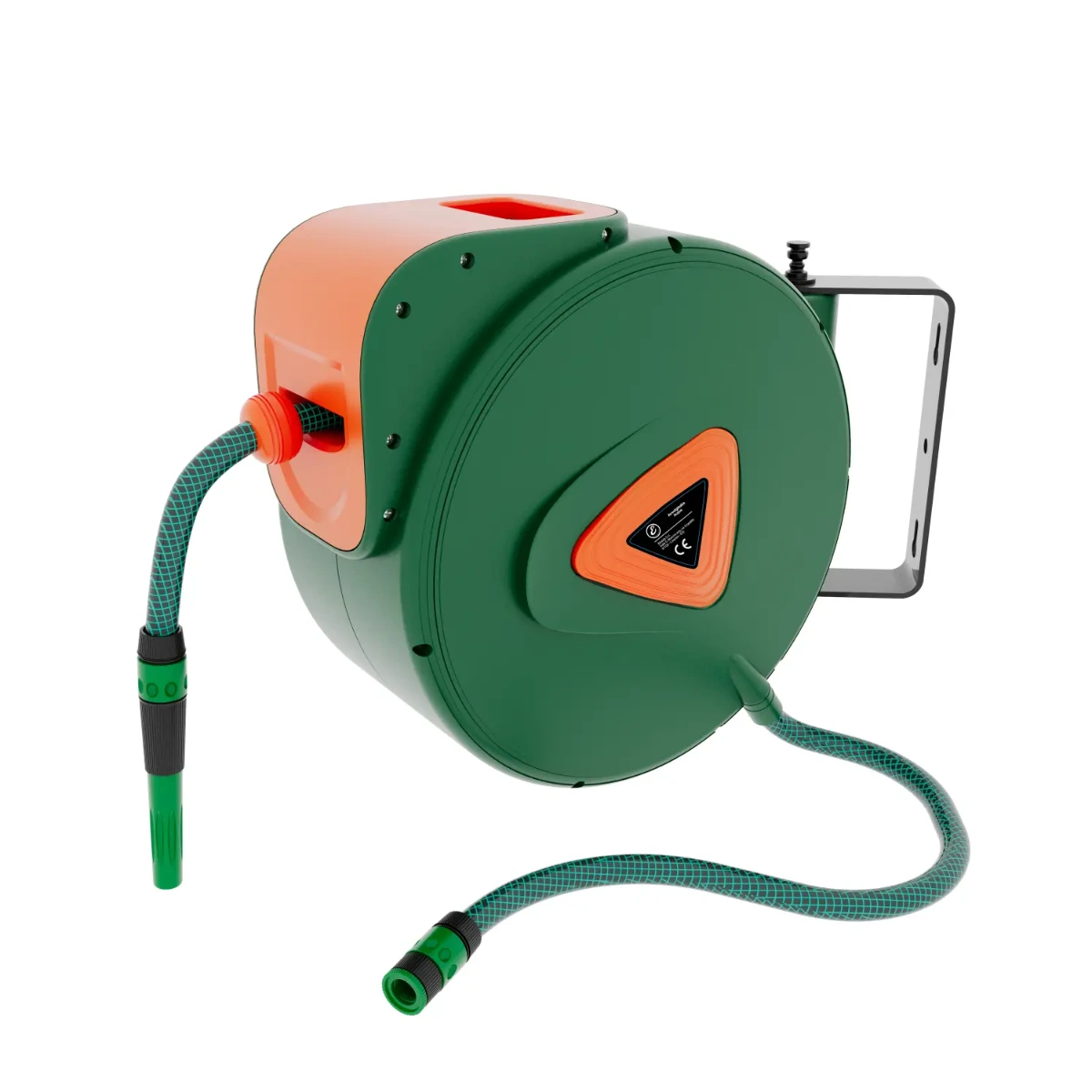 Avvolgitubo da Giardino per Acqua con Tubo in PVC Attacco 1/2" Fissaggio Parete Muro Sistema Blocco Automatico Riavvolgitore Auto Stop Accessorio Esterno Salvaspazio Pressione  24 Bar 