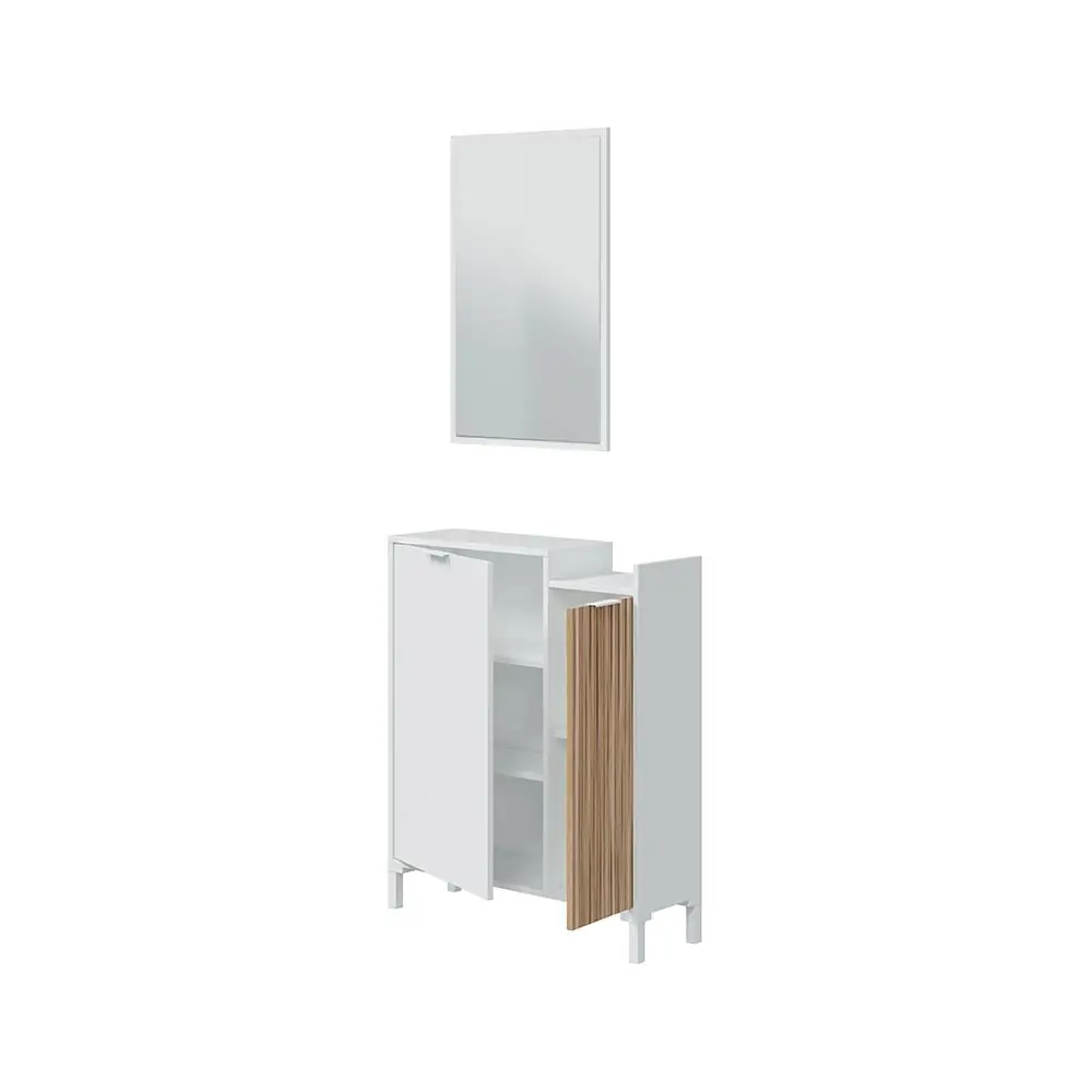 Mobile da Ingresso Corridoio con Specchio Set Casa Salvaspazio Entratina con Ripiani per Scarpe Chiavi Accessori in Legno Design Moderno Arredo Arredamento