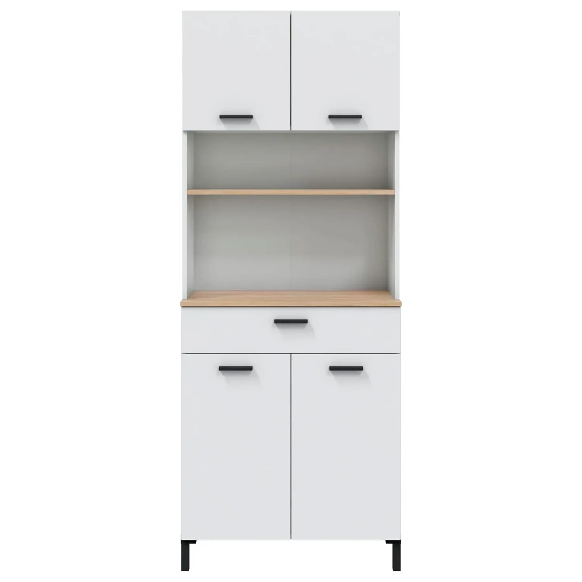 Mobile Dispensa Multiuso con 4 Ante 1 Cassetto e Vano per Elettrodomestici Colonna Cucina Salvaspazio Moderna con Ripiani interni e Piano Appoggio 72 x 185 x 40 Cm