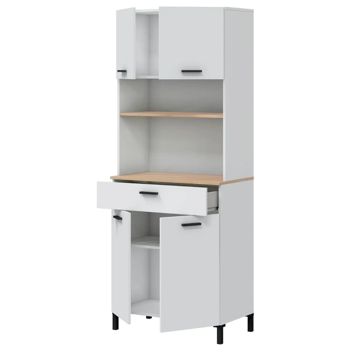 Mobile Dispensa Multiuso con 4 Ante 1 Cassetto e Vano per Elettrodomestici Colonna Cucina Salvaspazio Moderna con Ripiani interni e Piano Appoggio 72 x 185 x 40 Cm