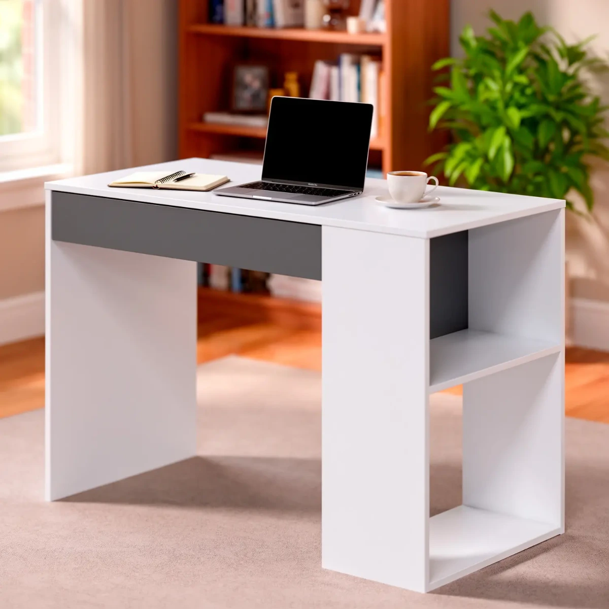 Scrivania da Lavoro per Computer Desk con Cassetto Reversibile Design Moderno Ufficio Home Office Casa Cameretta Camera Soggiorno 73 x 101 x 50 Cm