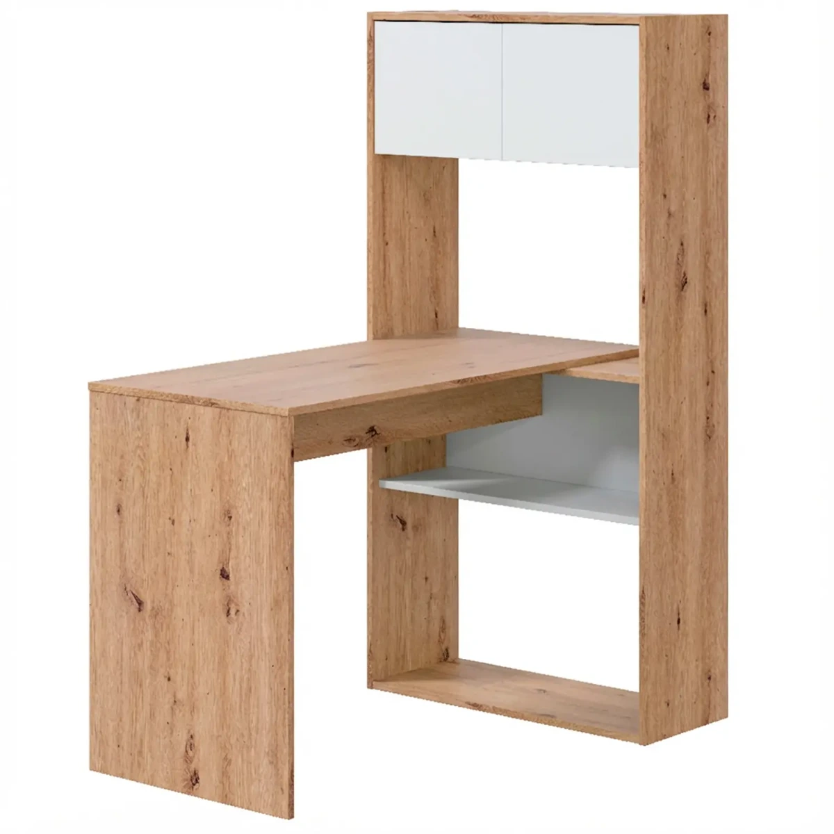 Scrivania Libreria Multiposizione Reversibile con 2 Ante e Ripiani Tavolo Ufficio Casa Salvaspazio con 3 configurazioni Verticale e Orizzontale Dimensioni: 140 x 108 x 70 Cm