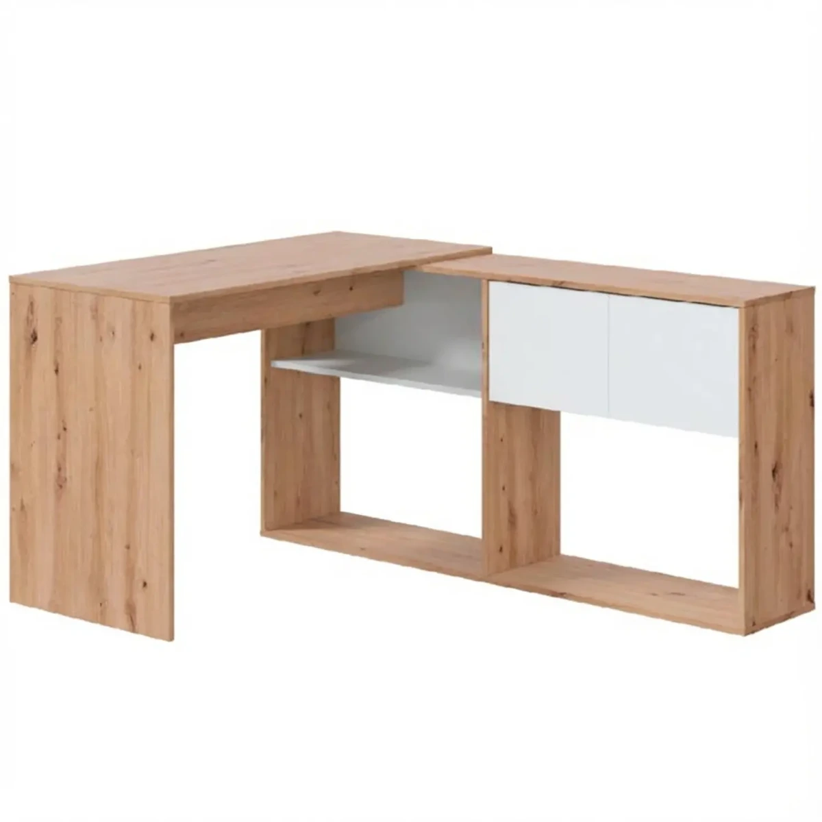 Scrivania Libreria Multiposizione Reversibile con 2 Ante e Ripiani Tavolo Ufficio Casa Salvaspazio con 3 configurazioni Verticale e Orizzontale Dimensioni: 140 x 108 x 70 Cm