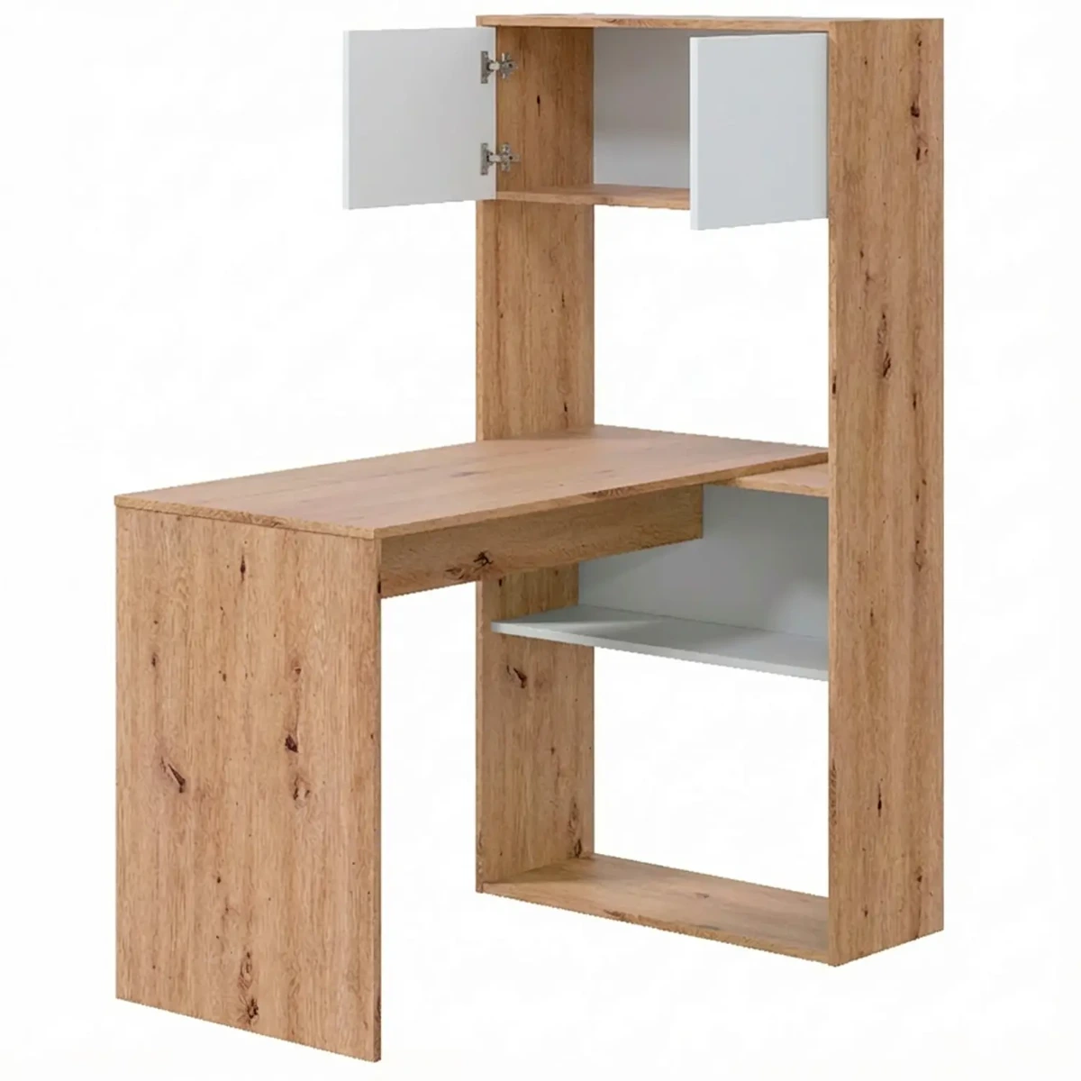 Scrivania Libreria Multiposizione Reversibile con 2 Ante e Ripiani Tavolo Ufficio Casa Salvaspazio con 3 configurazioni Verticale e Orizzontale Dimensioni: 140 x 108 x 70 Cm