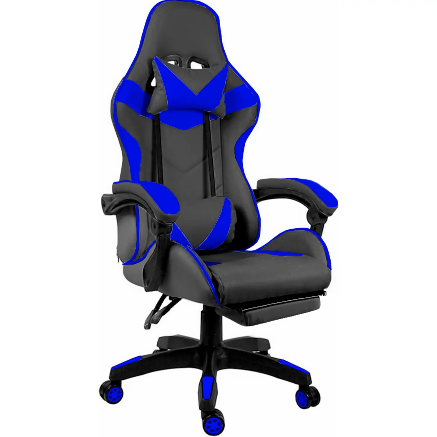 Sedia Gaming Poltrona Ufficio Scrivania Stile Racing Girevole Ergonomica Ecopelle Rotelle Cuscino Supporto Lombare Poggiapiedi Poggiatesta Braccioli Altezza Regolabile