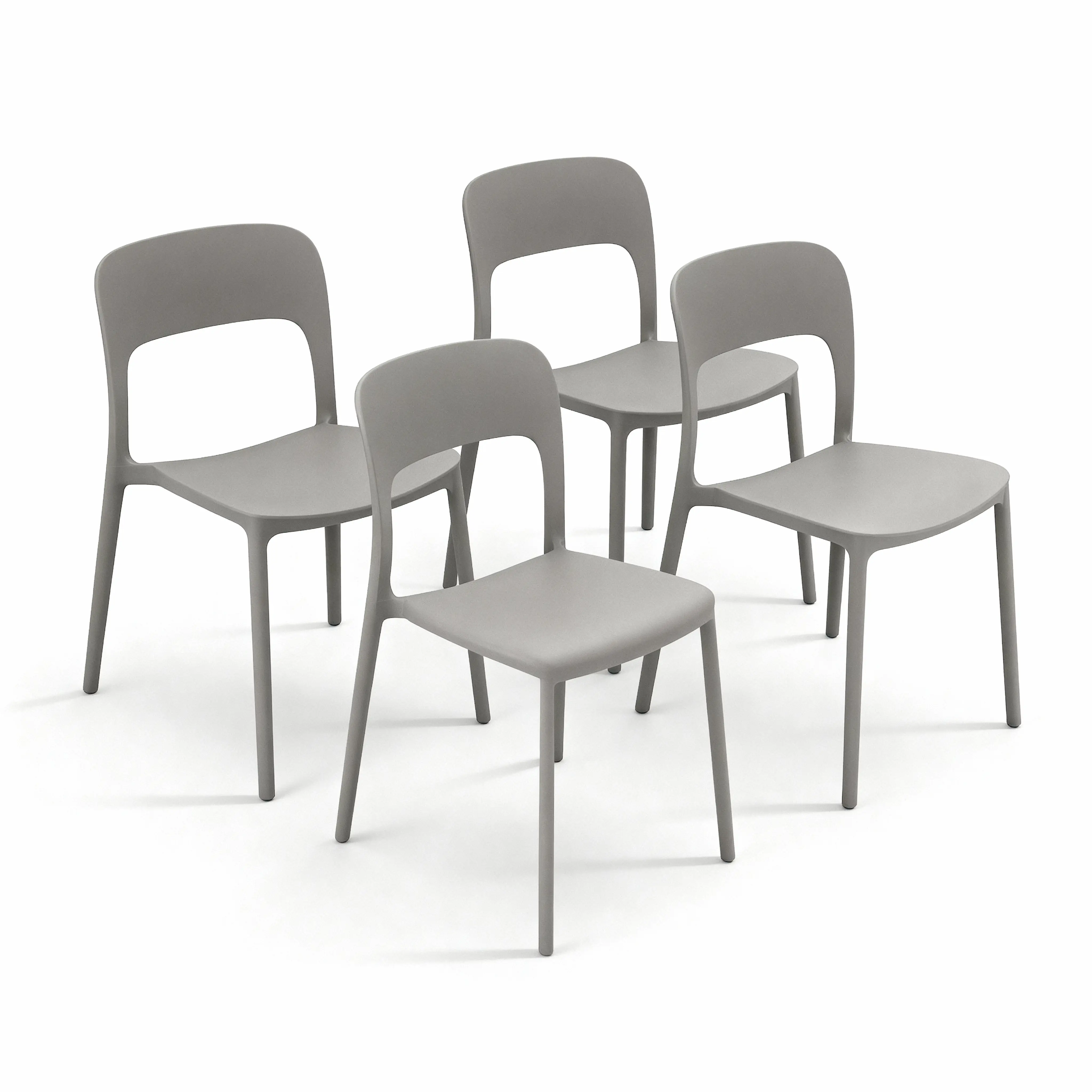Set 4 Sedie da Giardino in Polipropilene Impilabili Leggere e Resistenti Ideali per Esterni Terrazze Giardini Bar Dehors Ristoranti