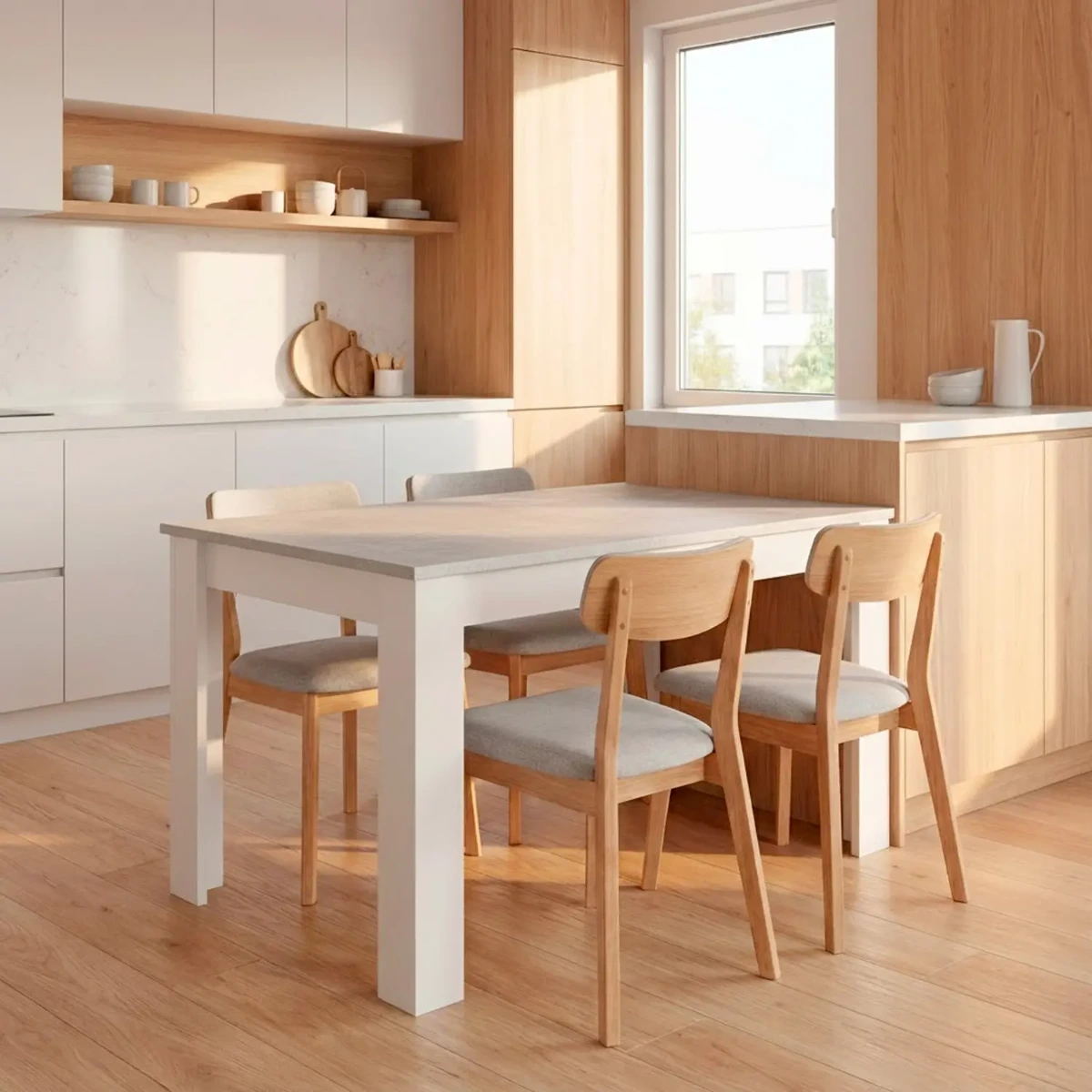 Tavolo da Pranzo 4 Posti Fisso Stile Nordico Moderno Minimal Tavolino per Cucina Sala da Pranzo Soggiorno Zona Living