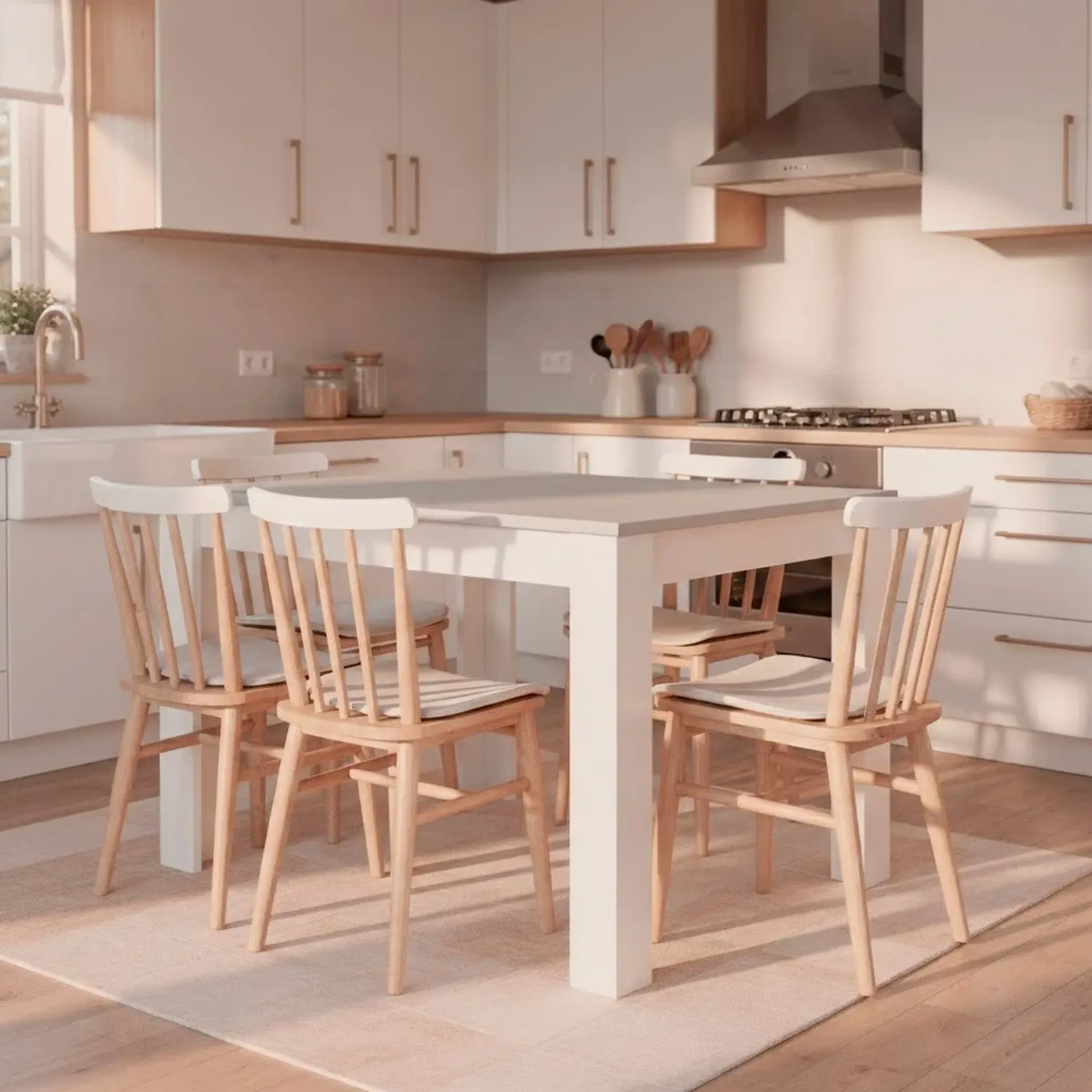 Tavolo da Pranzo 4 Posti Fisso Stile Nordico Moderno Minimal Tavolino per Cucina Sala da Pranzo Soggiorno Zona Living