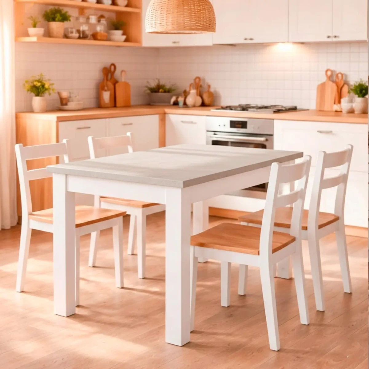 Tavolo da Pranzo 4 Posti Fisso Stile Nordico Moderno Minimal Tavolino per Cucina Sala da Pranzo Soggiorno Zona Living