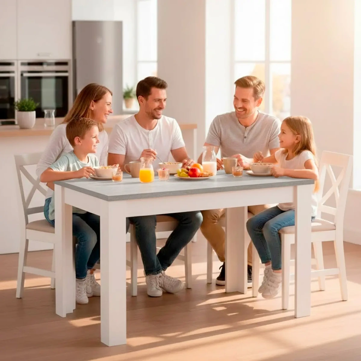 Tavolo da Pranzo 4 Posti Fisso Stile Nordico Moderno Minimal Tavolino per Cucina Sala da Pranzo Soggiorno Zona Living