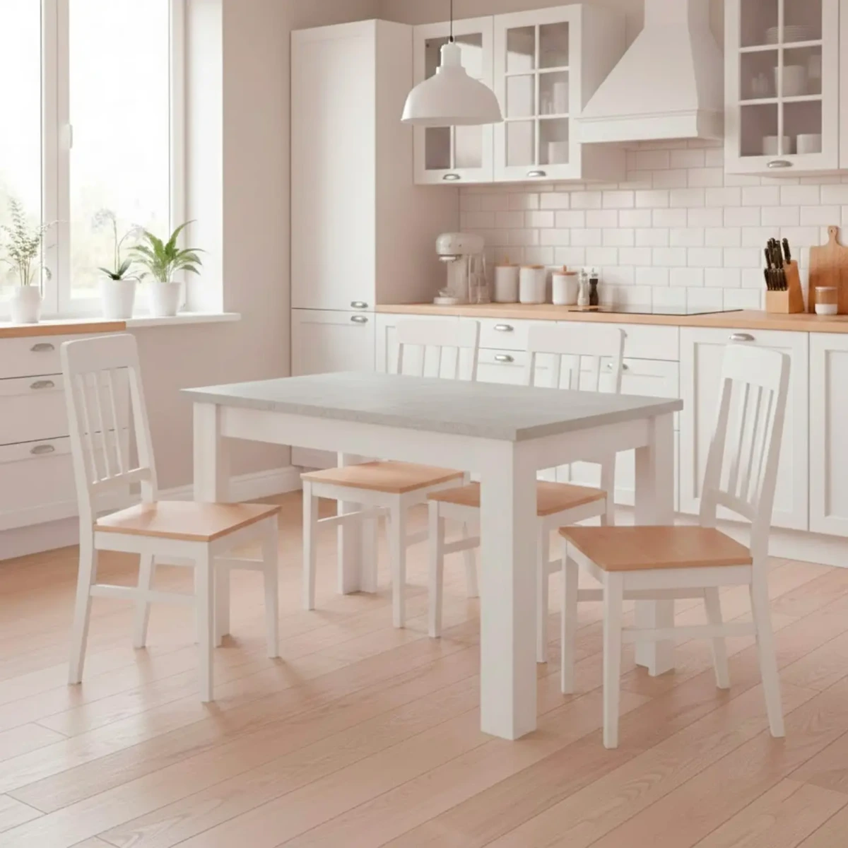 Tavolo da Pranzo 4 Posti Fisso Stile Nordico Moderno Minimal Tavolino per Cucina Sala da Pranzo Soggiorno Zona Living