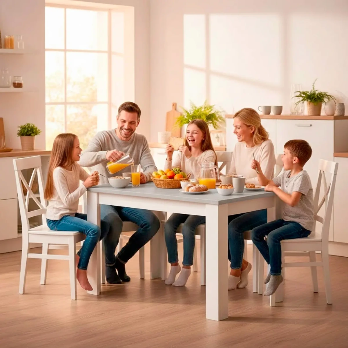 Tavolo da Pranzo 4 Posti Fisso Stile Nordico Moderno Minimal Tavolino per Cucina Sala da Pranzo Soggiorno Zona Living