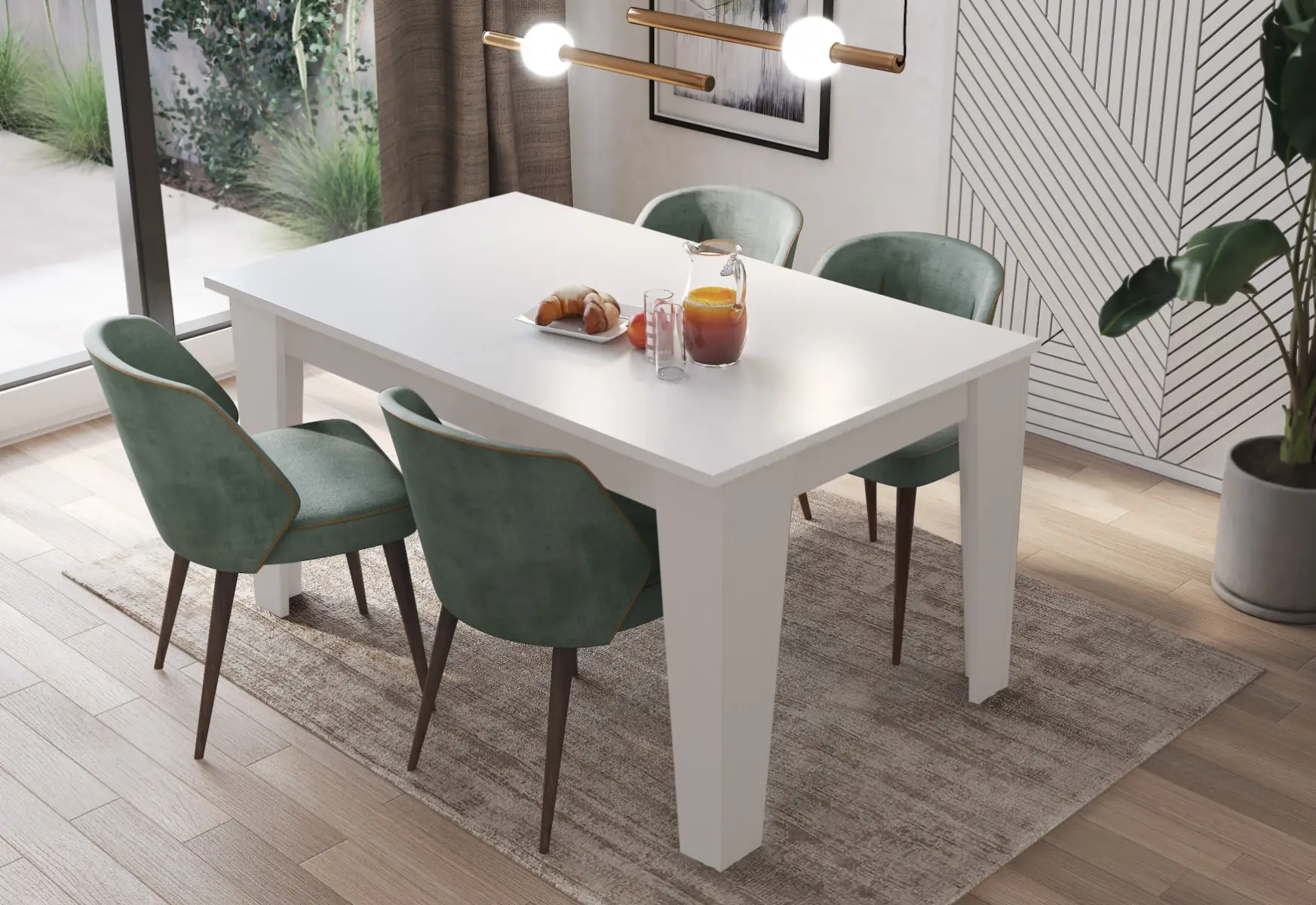 Tavolo da Pranzo Allungabile da 120 a 160 Cm Gambe a Spillo Design Moderno 6 Posti in Melaminico di Alta Qualità