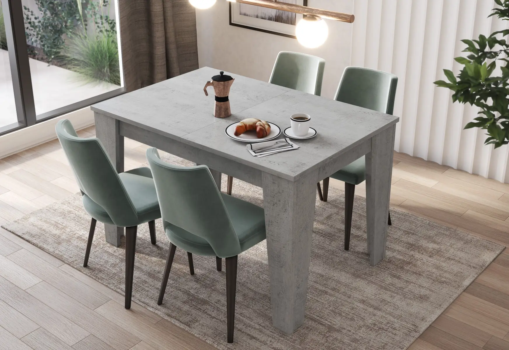 Tavolo da Pranzo Allungabile da 120 a 160 Cm Gambe a Spillo Design Moderno 6 Posti in Melaminico di Alta Qualità