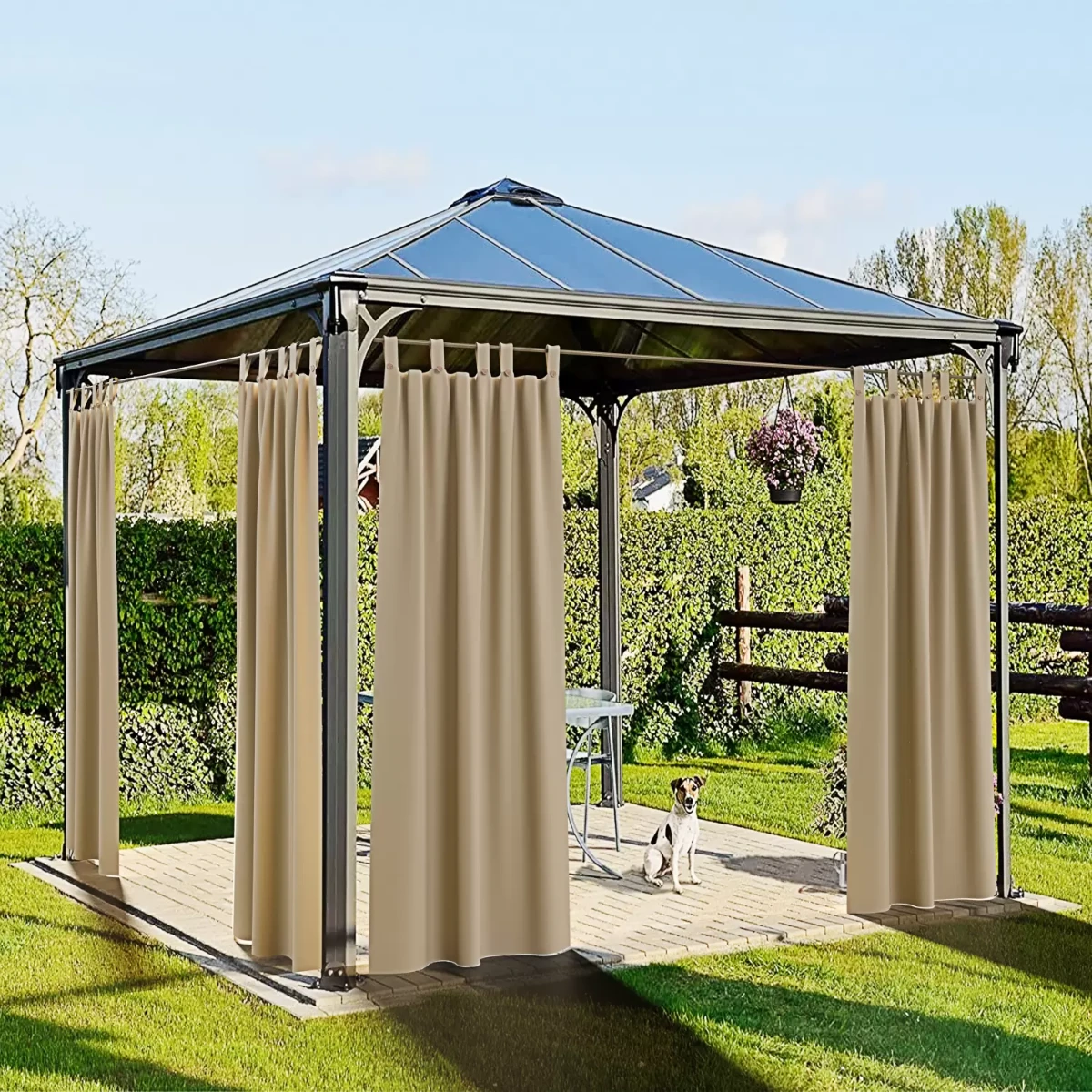 Tenda Gazebo da Esterno Idrorepellente Resistente Impermeabile Antimuffa con Passanti e Bottoni Tenda Oscurante per Giardino Balcone Piscina Terrazzo 150 x 270 Cm