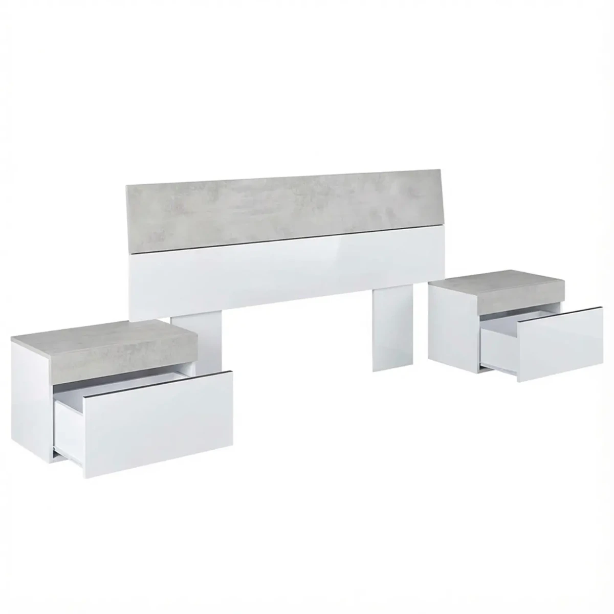 Testiera Letto Matrimoniale con 2 Comodini da 1 Cassetto e Guide Metalliche Design Moderno Minimal per Camera da Letto Stanza Ospiti