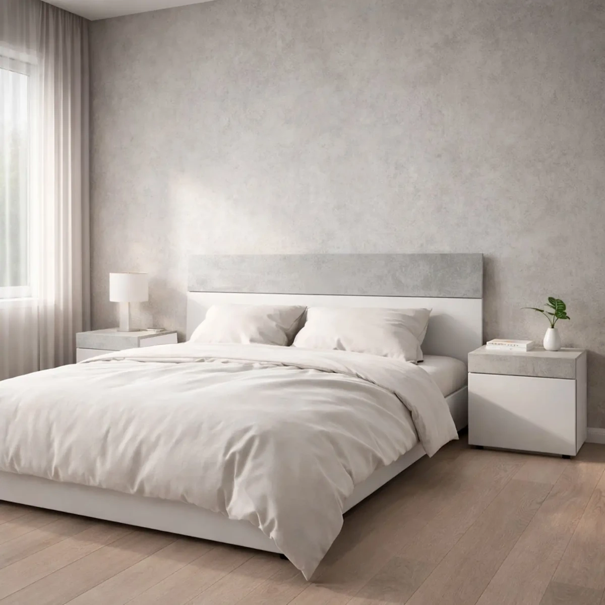 Testiera Letto Matrimoniale con 2 Comodini da 1 Cassetto e Guide Metalliche Design Moderno Minimal per Camera da Letto Stanza Ospiti