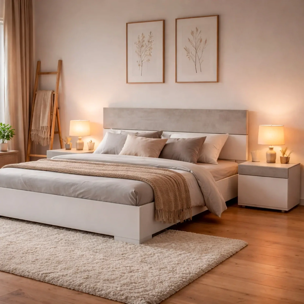 Testiera Letto Matrimoniale con 2 Comodini da 1 Cassetto e Guide Metalliche Design Moderno Minimal per Camera da Letto Stanza Ospiti