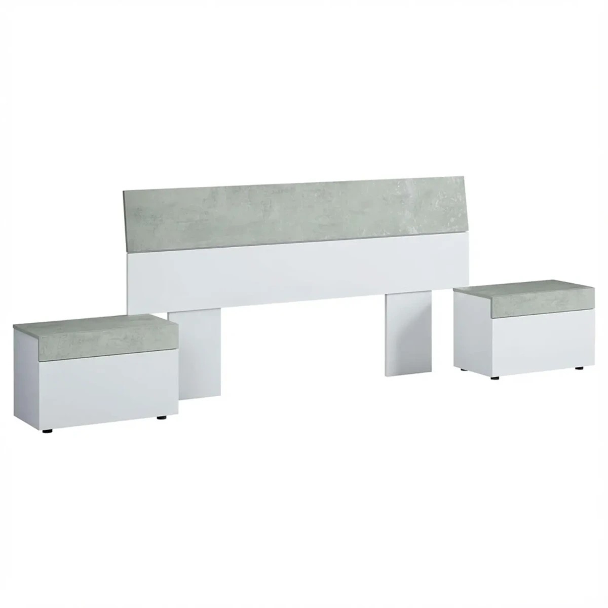 Testiera Letto Matrimoniale con 2 Comodini da 1 Cassetto e Guide Metalliche Design Moderno Minimal per Camera da Letto Stanza Ospiti
